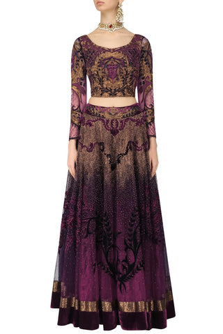 Shaded Purple Lehenga Choli with Dabka Embroidery
