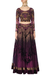 Shaded Purple Lehenga Choli with Dabka Embroidery