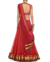 Shaded Coral and red party wear chaniya choli