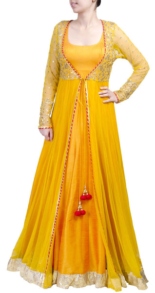 Sheer Jacket Long anarkali Panache Haute Couture Sheer Jacket Long anarkali Panache Haute Couture