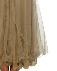 Shimmer net frock suit in beige color