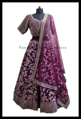 Sizzling Purple Color Silk Velvet Designer Lehenga Choli