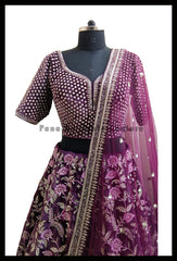 Sizzling Purple Color Silk Velvet Designer Lehenga Choli