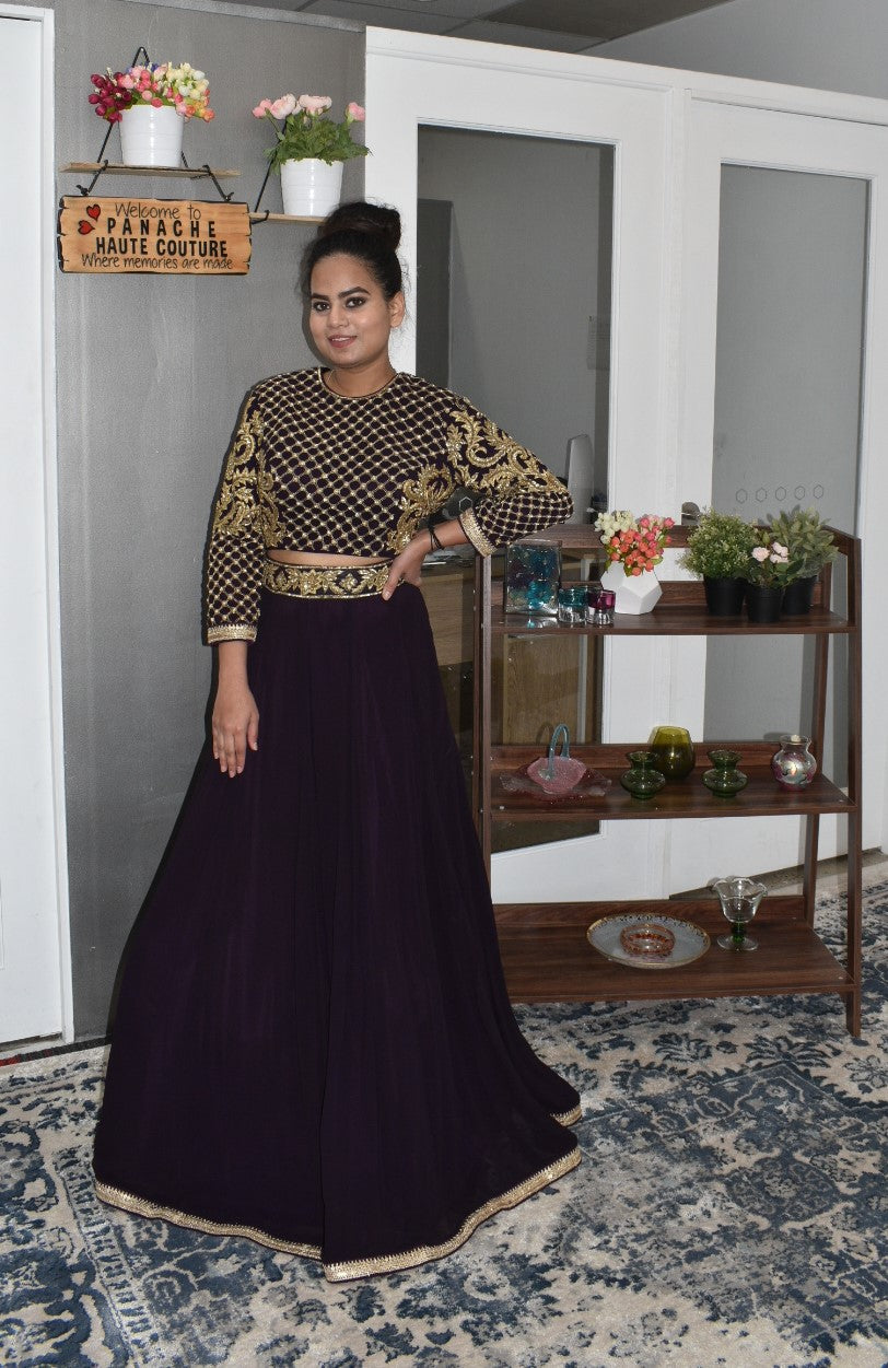 Violet Color Georgette Lehenga Set