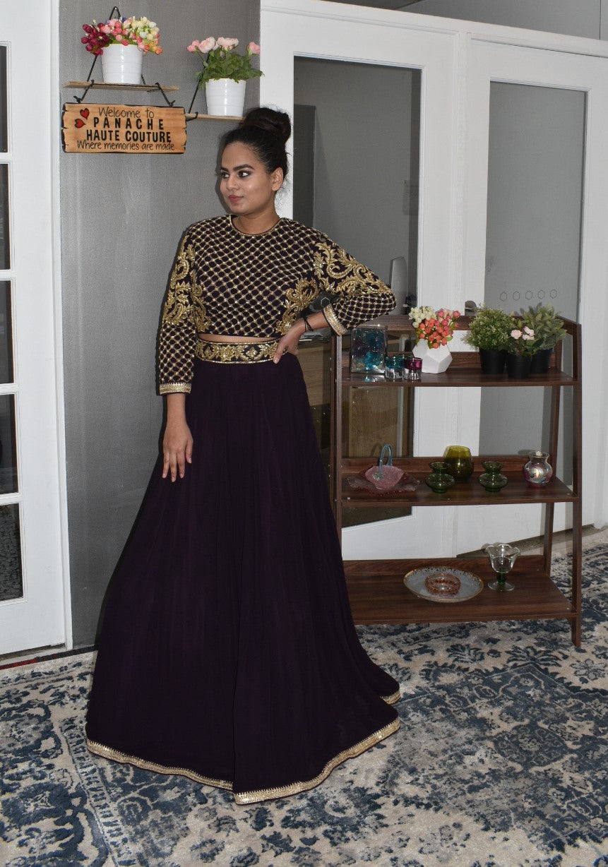 Violet Color Georgette Lehenga Set