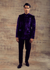 Violet Color Silk Velvet Jodhpuri Jacket