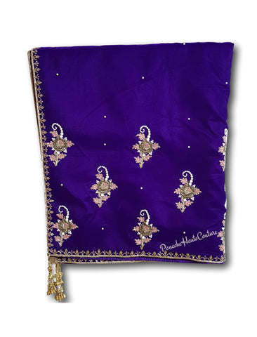 Violet Colour Velvet Shawl Dupatta