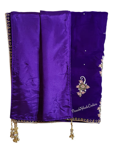 Violet Colour Velvet Shawl Dupatta