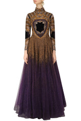 Voilet color Indo Western Gown by Panache Haute Couture