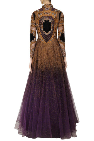 Voilet color Indo Western Gown by Panache Haute Couture