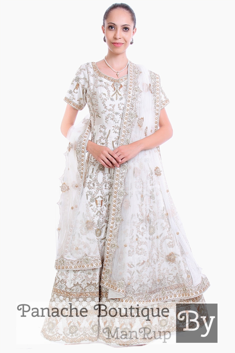 White Color Heavily Embroidered Anarkali