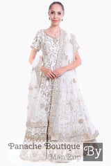 White Color Heavily Embroidered Anarkali