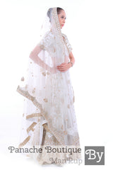 White Color Heavily Embroidered Zardozi Lehenga