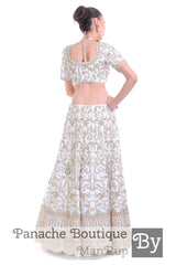 White Color Heavily Embroidered Zardozi Lehenga