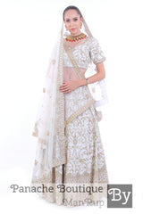 White Color Heavily Embroidered Zardozi Lehenga