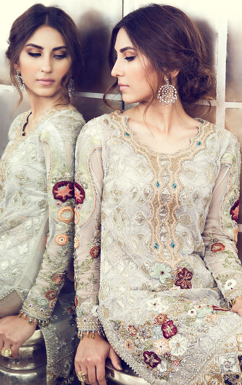 White Gorgette Pakistani Suit