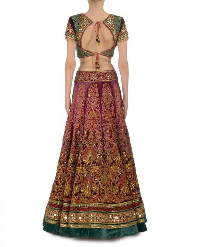 Maroon shaded bridal lehenga choli