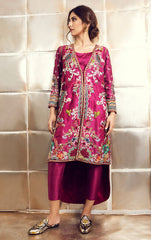Wine Color Jacket Suit with Pakistani Pant