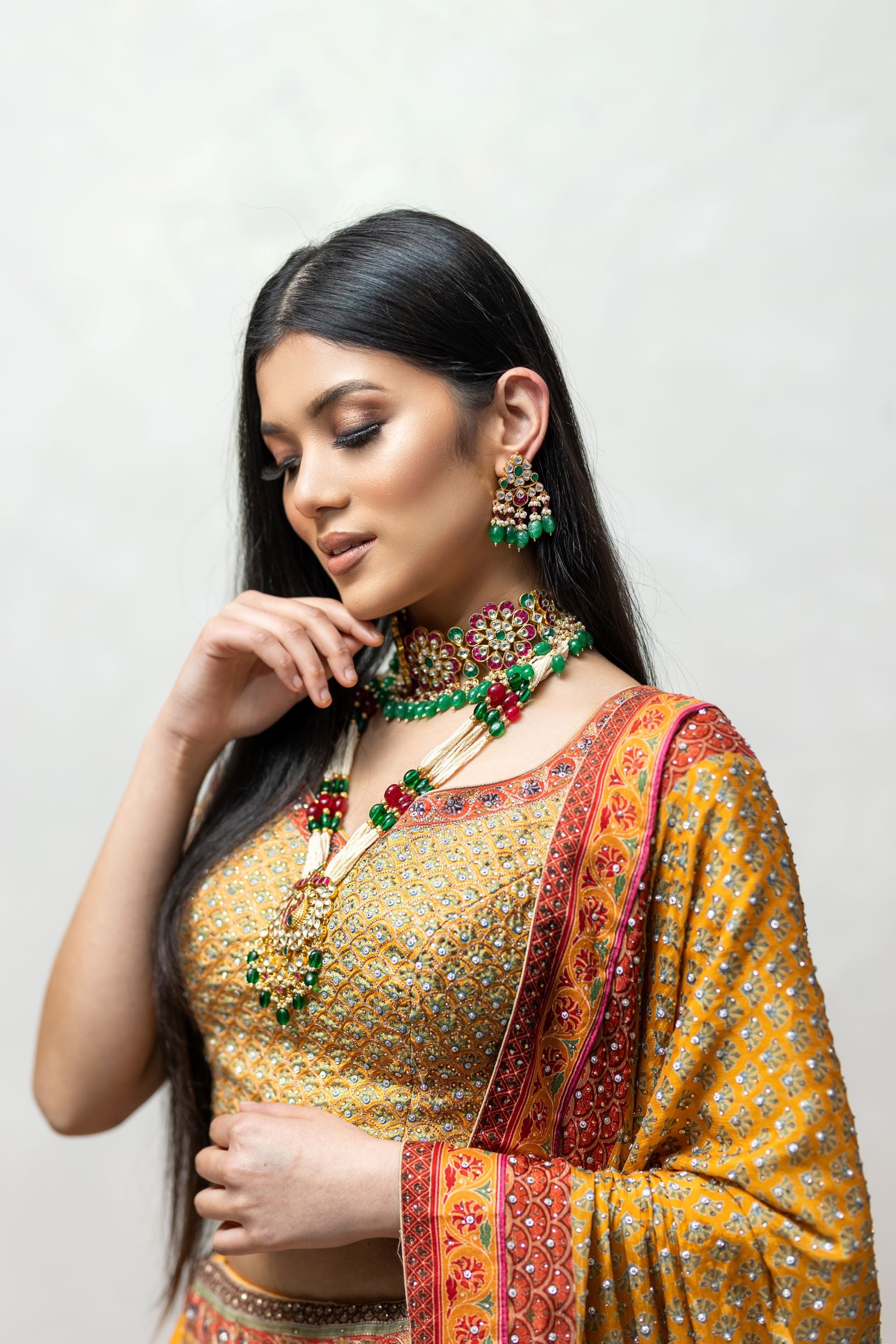 Yellow Color Swarovski Work Wedding Lehenga