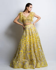 Yellow Color Gotta Patti Applique Lehenga