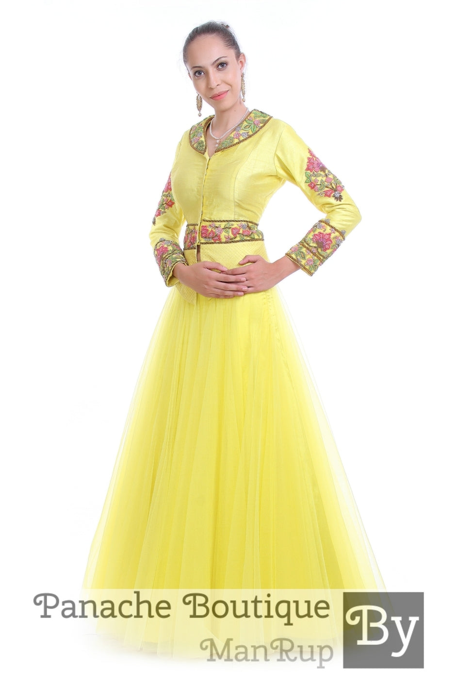 Citrus Yellow Jacket Lehenga