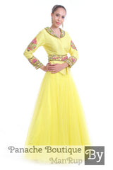 Citrus Yellow Jacket Lehenga