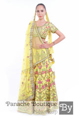 Citrus Yellow Heavily Embroidered Thread Embroidered Lehenga