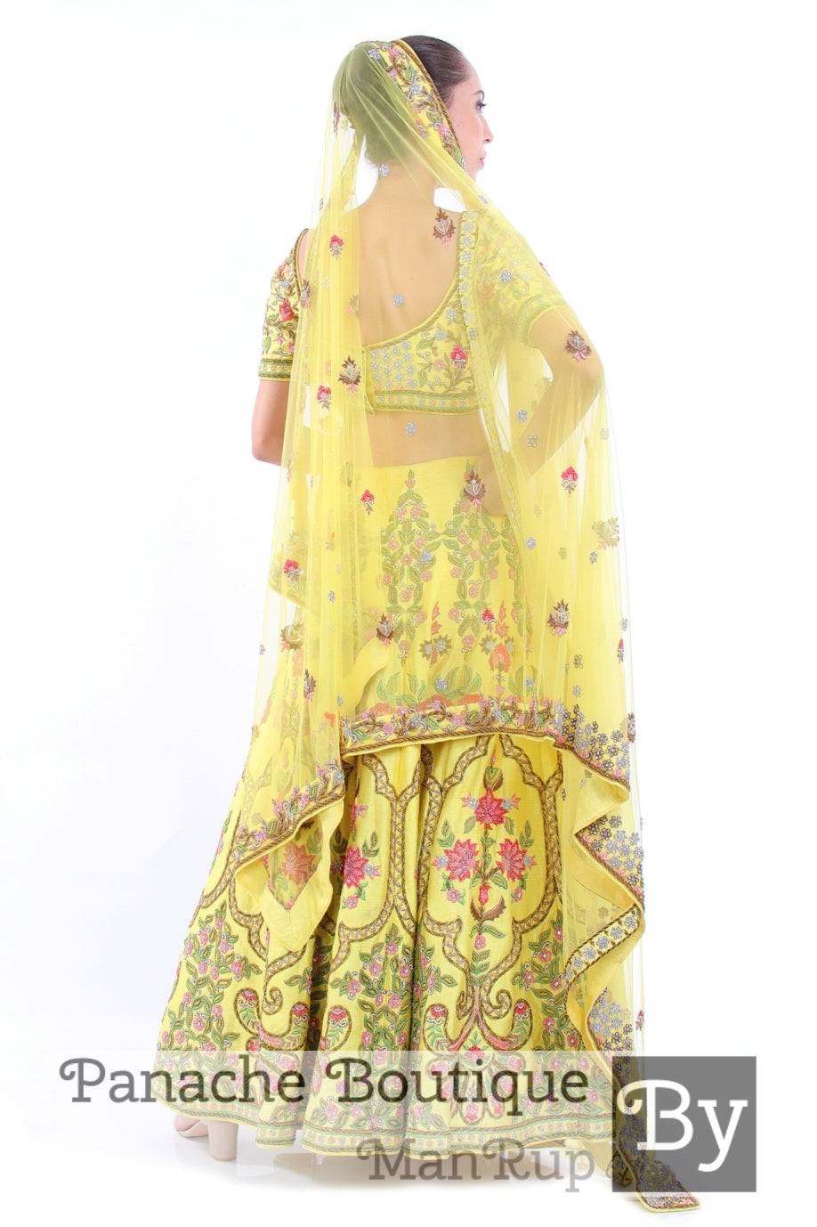 Citrus Yellow Heavily Embroidered Thread Embroidered Lehenga