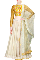 Yellow and Beige Lehenga Choli