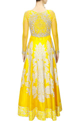Yellow colour floor length anarkali