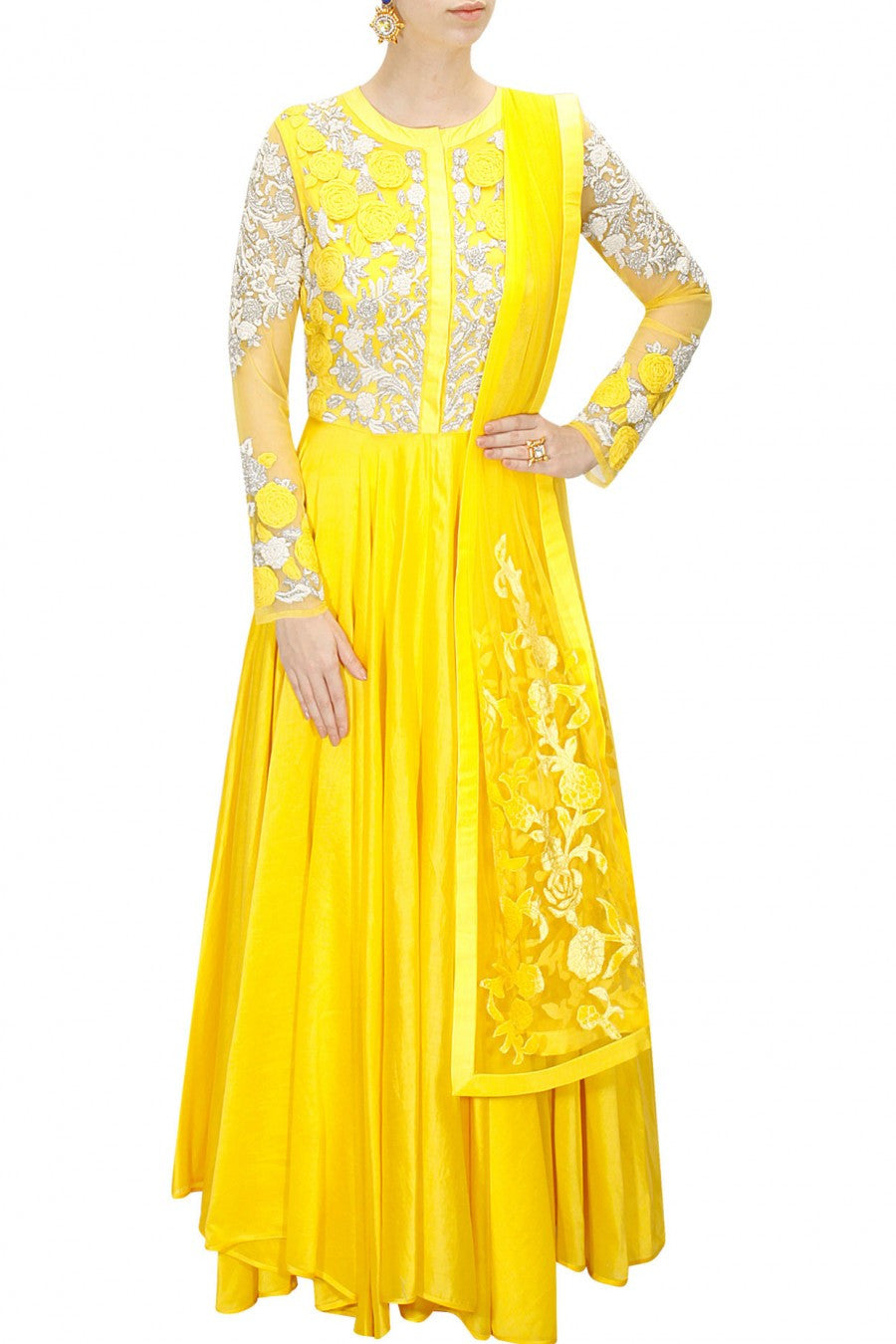 Yellow colour floor length