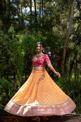 Yellowish Peach and Pink Lehenga Set from Gamila Collection