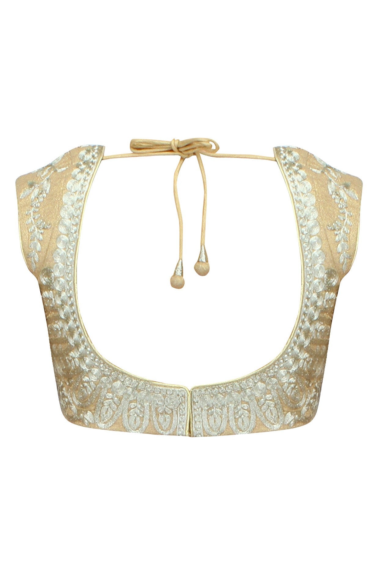 Beige color embroidered blouse in velvet
