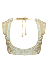Beige color embroidered blouse in velvet