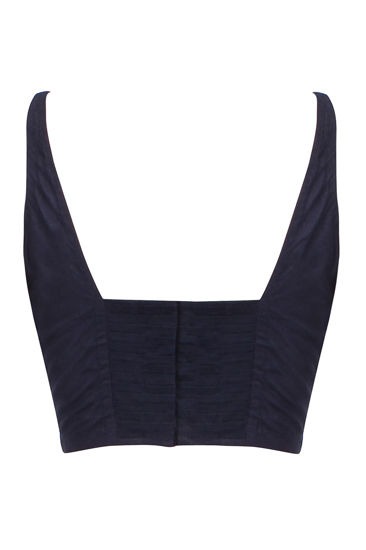 Dark Blue color embroidered blouse in raw silk