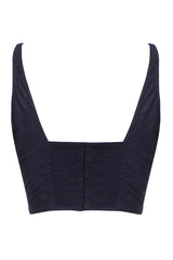 Dark Blue color embroidered blouse in raw silk