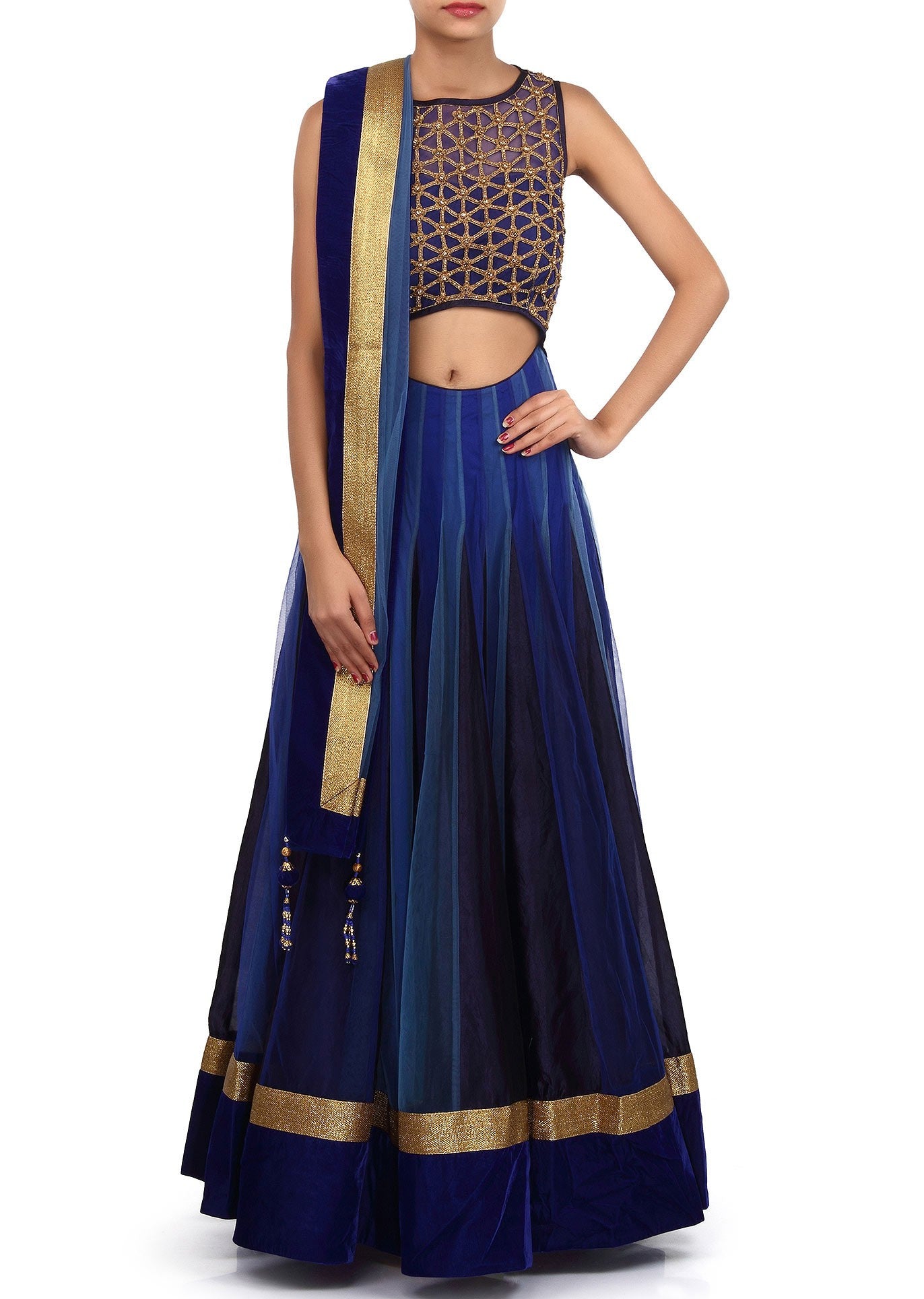 Blue shaded lehenga choli