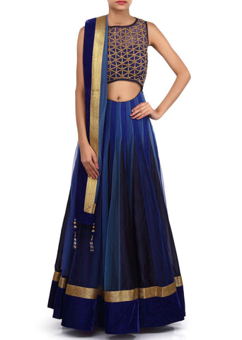 Blue shaded lehenga choli