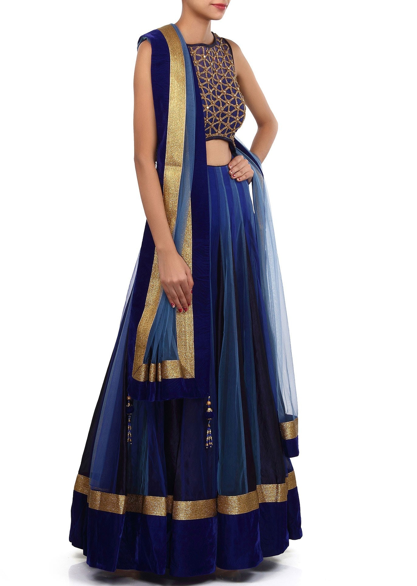 Blue shaded lehenga choli