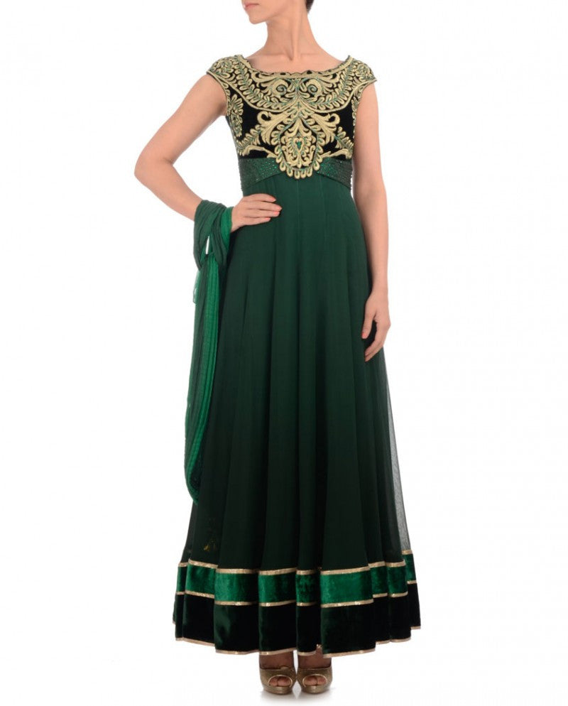 Green color anarkali suit