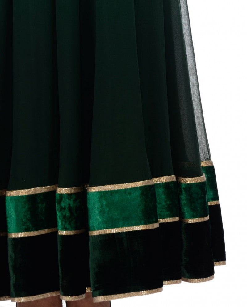 velvet work on anarkali hemline