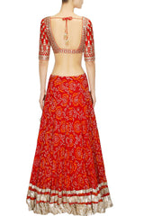 Red color gotta patti embroidered blouse in silk