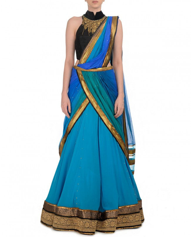 Blue and Black party wear chaniya choli