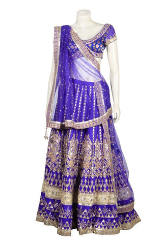 blue color bridal lehenga choli