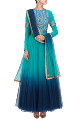 Blue color anarkali suit