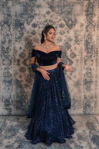 Blue Coloured Sequins Lehenga