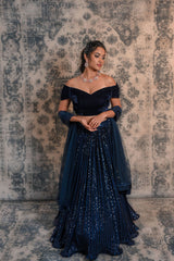 Blue Coloured Sequins Lehenga