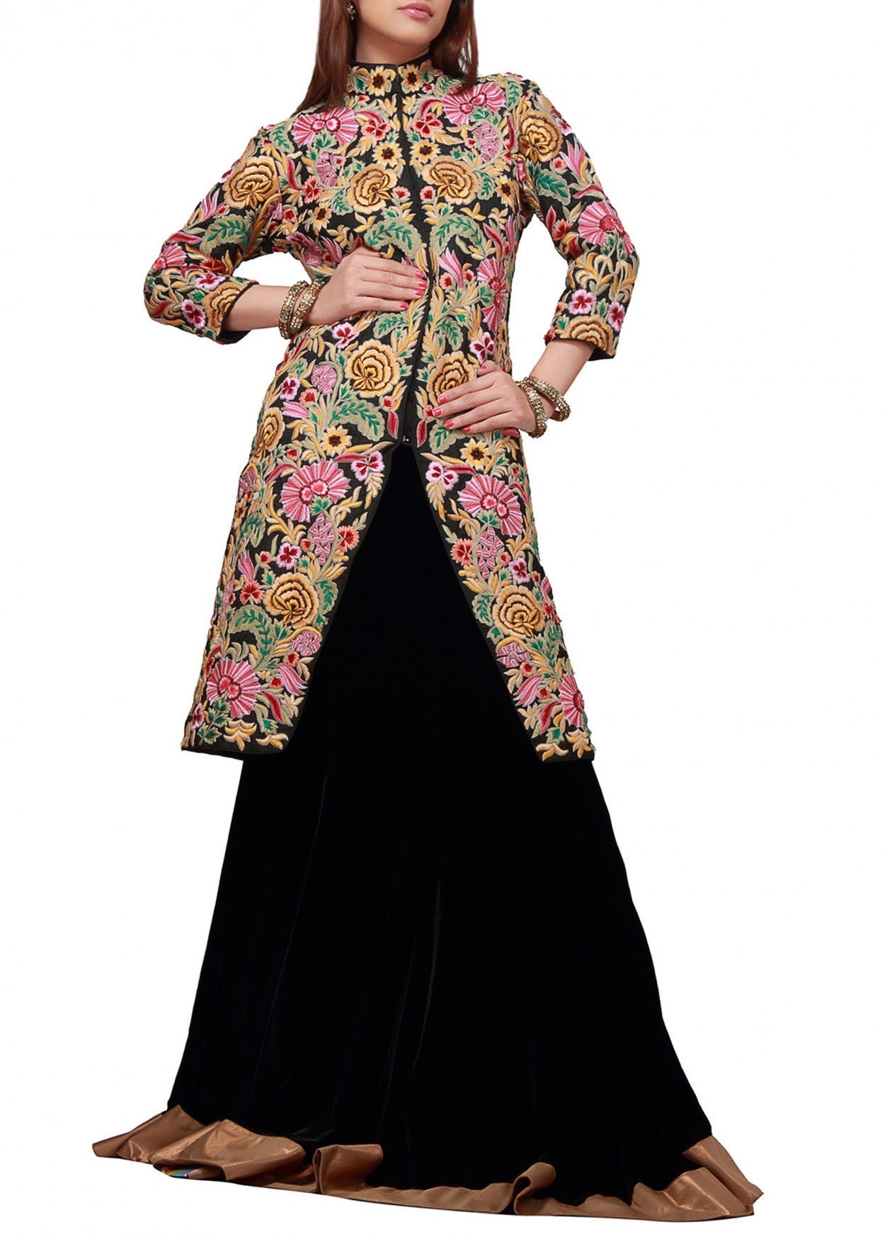 Long jacket black lehenga