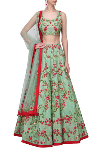 Mint Green Color Lehenga Choli