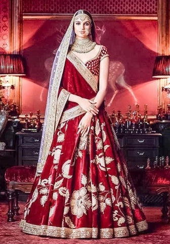 Maroon Color Velvet Lehenga Choli